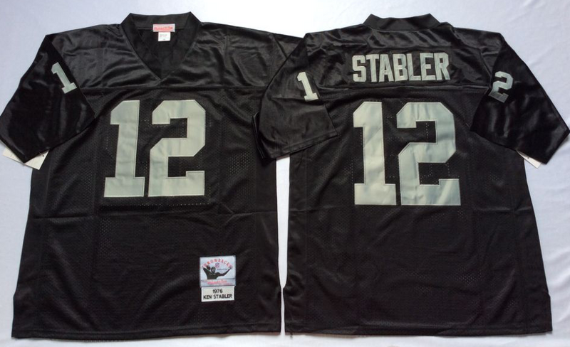 Mitchell and Ness Retired Oakland Raiders 12 Kenny Stabler Black Jersey