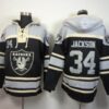 Oakland Raiders No.34 Bo Jackson Black Sawyer Hooded Sweatshirt Men's Football Jersey