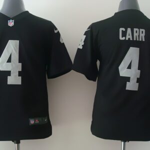 Oakland Raiders No.4 Derek Carr Black Youth Football Jersey