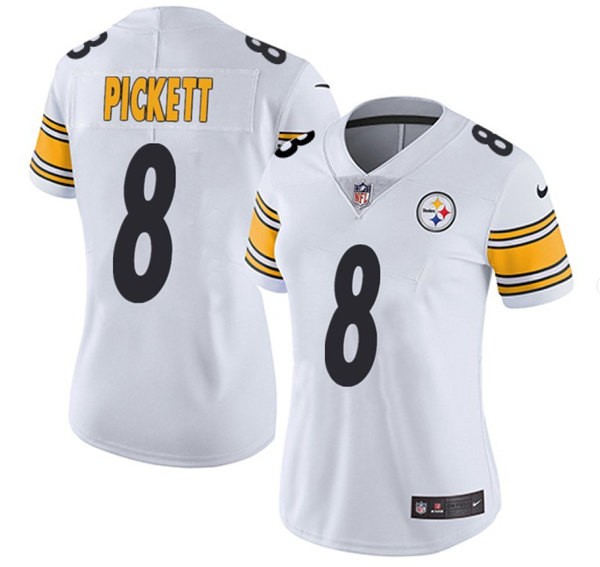 Nike Steelers 8 Kenny Pickett White Vapor Untouchable Limited Women Jersey(Run Small)