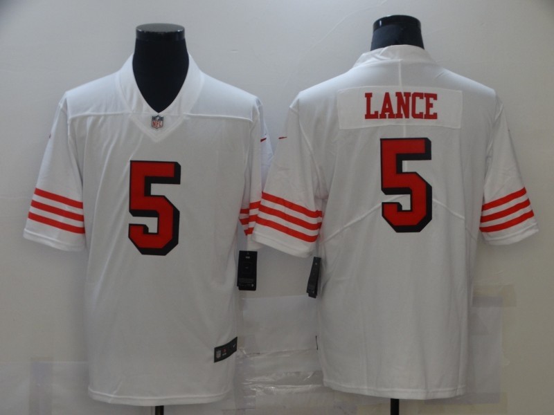 49ers Trey Lance White Color Rush 2021 Draft Vapor Limited Men Jersey