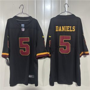 Washington Commanders 5 Jayden Daniels Black 2026 Hail Raiser Vapor Limited Men Jersey