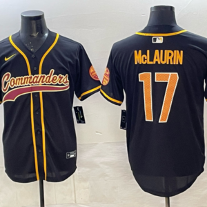 Nike Washington Commanders 17 Terry McLaurin Black Gold Baseball Vapor Limited Men Jersey
