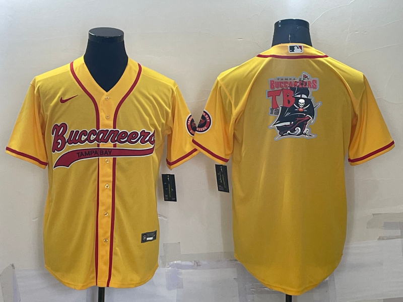 Nike Buccaneers Blank Yellow Vapor Baseball Logo Limited Men Jersey