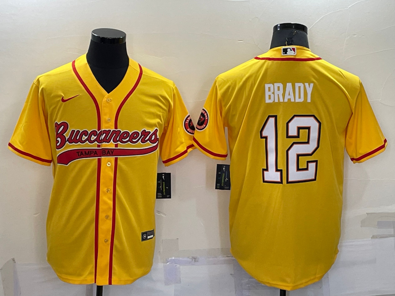 Nike Buccaneers 12 Tom Brady Yellow Vapor Baseball Limited Men Jersey
