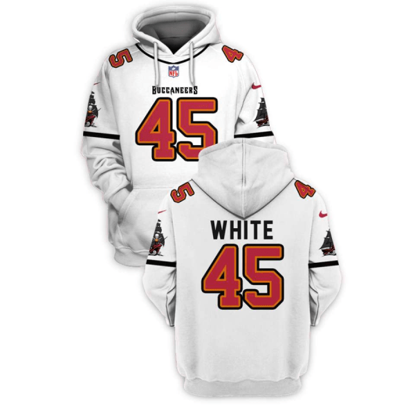 Buccaneers 45 Devin White White 2021 Stitched New Hoodie