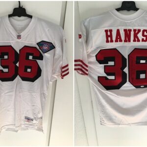 49ers  36 Hanks White Throwback Men Jersey