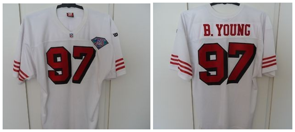 49ers 97 Bryant Young White Throwback Men Jersey