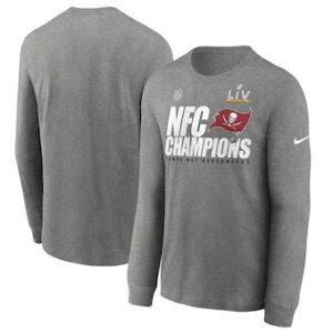 Buccaneers Heather Gray 2020 NFC Champions Locker Room Trophy Collection Long Sleeve Men T-Shirtt