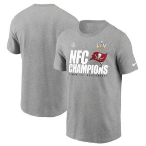 Buccaneers Heather Gray 2020 NFC Champions Locker Room Trophy Collection Men T-Shirt