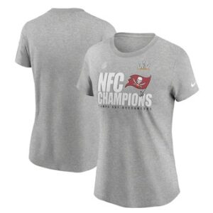 Buccaneers Heather Gray 2020 NFC Champions Locker Room Trophy Collection Women T-Shirt