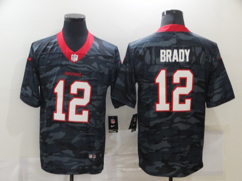 Nike Buccaneers 12 Tom Brady 2020 Black Camo Limited Men Jersey