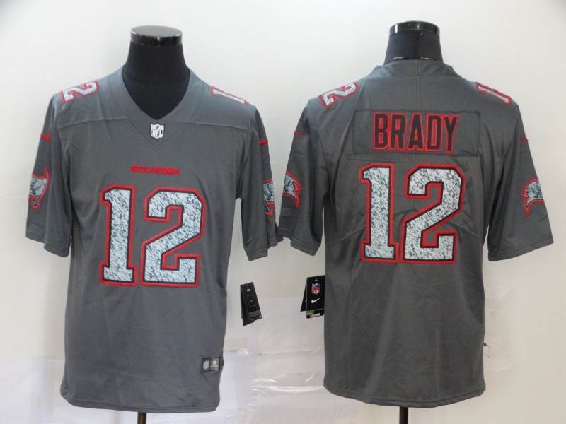 Nike Buccaneers 12 Tom Brady Gray Camo Vapor Untouchable Limited Men Jersey