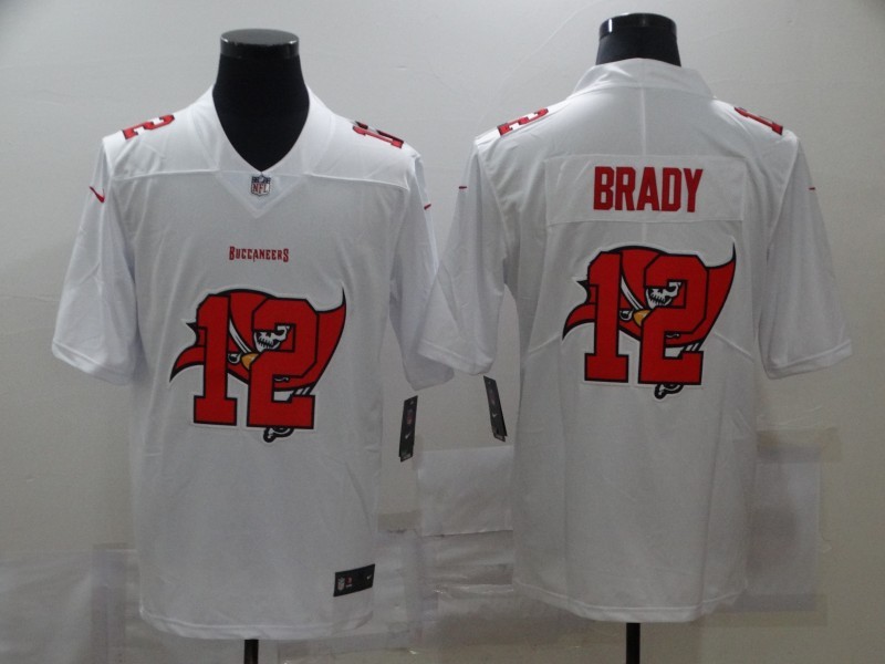 Nike Buccaneers 12 Tom Brady White Shadow Logo Limited Men Jersey