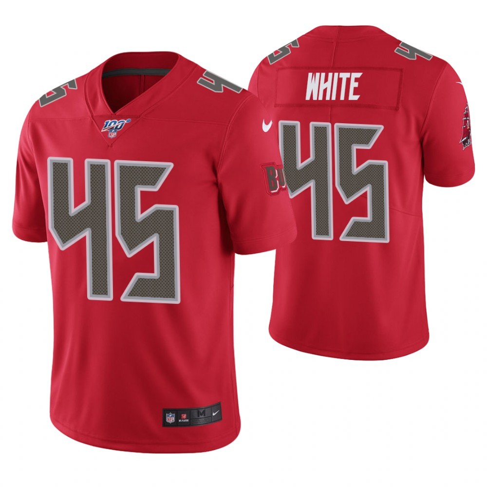 Tampa Bay Buccaneers 45 Devin White Red 100th Season Color Rush Limited Men Jersey