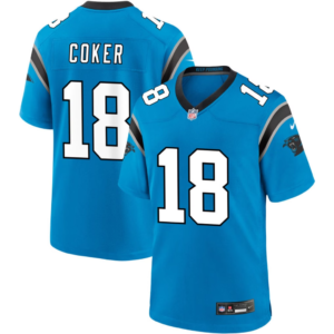 Carolina Panthers 18 Jalen Coker Blue Vapor Limited Men Jersey
