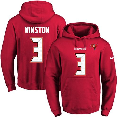 Buccaneers 3 Jameis Winston Red Men Pullover Hoodie