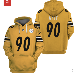 Steelers 90 T.J. Watt Yellow 2021 Stitched New Hoodie