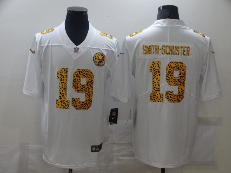 Nike Steelers 19 JuJu Smith-Schuster White Leopard Limited Men Jersey