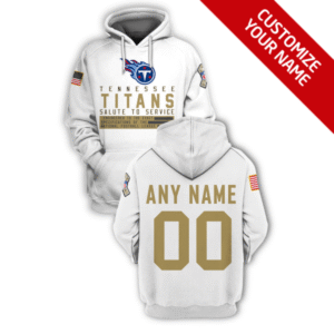 Titans Customized White Gold 2021 Stitched New Hoodie