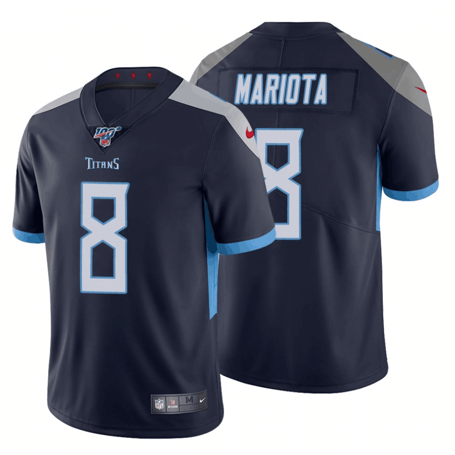 Tennessee Titans 8 Marcus Mariota Navy 100th Season Vapor Untouchable Limited Men Jersey
