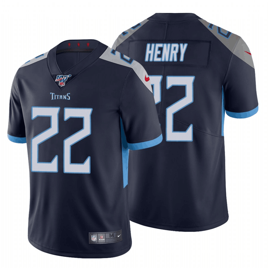 Tennessee Titans 22 Derrick Henry Navy 100th Season Vapor Untouchable Limited Men Jersey