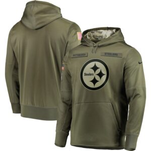 Pittsburgh Steelers 2018 Salute to Service  Sideline Therma Performance Pullover Hoodie Olive