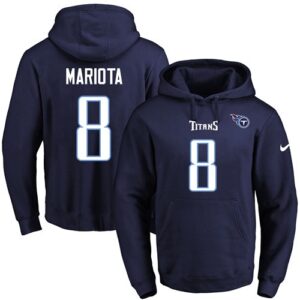 Titans 8 Marcus Mariota Navy Men Pullover Hoodie