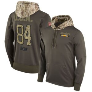 Steelers 84 Antonio Brown Olive Salute To Service Pullover Hoodie