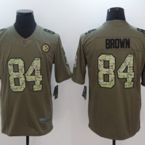 Steelers 84 Antonio Brown Olive Camo Salute To Service Limited Men Jersey