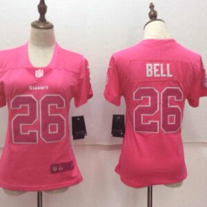 Steelers 26 Le'Veon Bell Pink Stitched Limited Rush Fashion Women Jersey