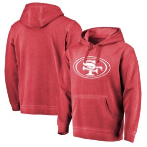 San Francisco 49ers Pro Line Scarlet White Logo Shadow Washed Pullover Men Hoodie