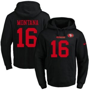 49ers 16 Joe Montana Black Men Pullover Hoodie