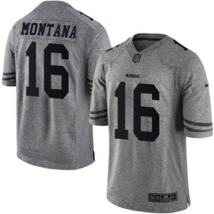 49ers 16 Joe Montana Gray Mens Stitched Limited Gridiron Gray Jersey