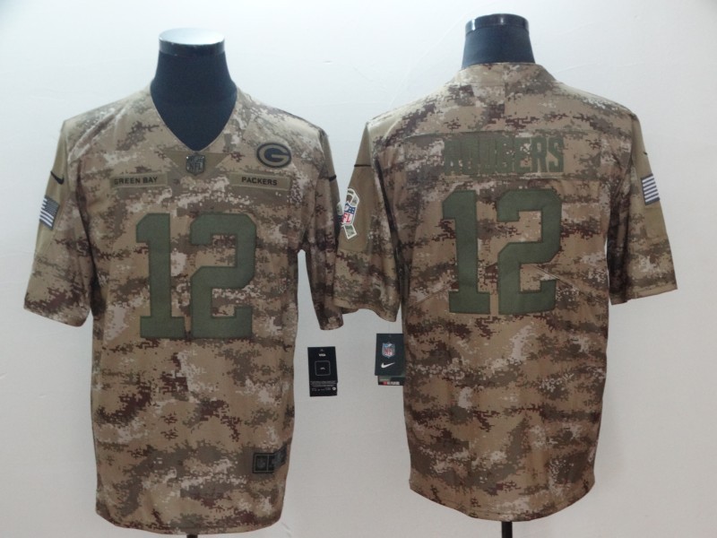 Nike Packers 12 Aaron Rodgers 2018 Camo Salute to Service Limited Men Jersey