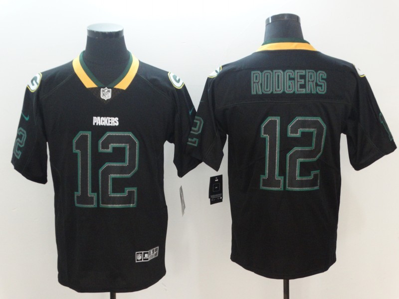 Nike Packers 12 Aaron Rodgers Black Shadow Legend Limited Men Jersey