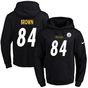 Steelers 84 Antonio Brown Black Men Pullover Hoodie