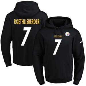 Steelers 7 Ben Roethlisberger Black Men Pullover Hoodie