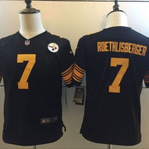 Steelers 7 Ben Roethlisberger Black Color Rush Youth Jersey