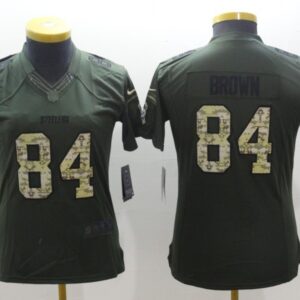 Steelers 84 Antonio Brown Green Women Salute to Service Jersey