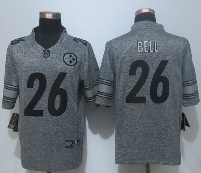 Steelers 26 LeVeon Bell Gray Mens Stitched Limited Gridiron Gray Jersey