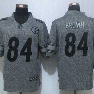 Steelers 84 Antonio Brown Gray Mens Stitched Limited Gridiron Gray Jersey