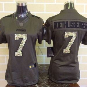 Steelers 7 Ben Roethlisberger Green Women Stitched Limited Salute to Service Jersey