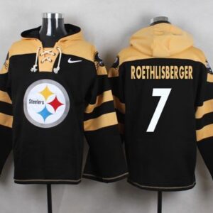 Steelers 7 Ben Roethlisberger Black Player Pullover Sweatshirt Hoodie