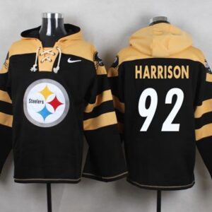 Steelers 92 James Harrison Black Player Pullover Sweatshirt Hoodie
