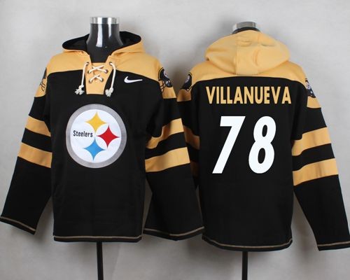 Steelers 78 Alejandro Villanueva Black Player Pullover Sweatshirt Hoodie
