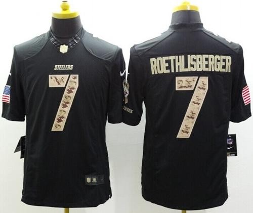 Steelers 7 Ben Roethlisberger Black Men Stitched Limited Salute to Service Jersey
