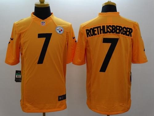Steelers 7 Ben Roethlisberger Gold Men Stitched Limited Jersey