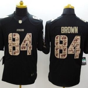 Steelers 84 Antonio Brown Black Men Stitched Limited Salute to Service Jersey