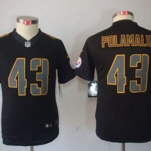 Steelers #43 Troy Polamalu Black Impact Youth Embroidered Limited China Jerseys